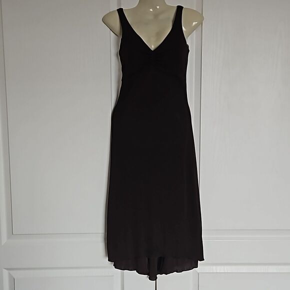 Talula Babaton Sweetheart Neckline, Straps Asymmetric Hem Midi Dress Brown XS - Picture 1 of 16